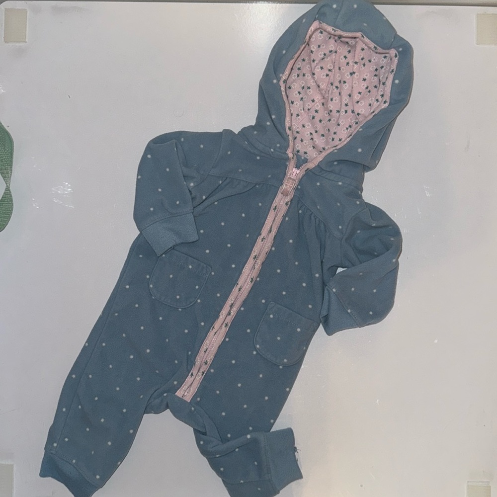 Baby Girl Carter’s 6M Blue and Pink Fleece Zip Up